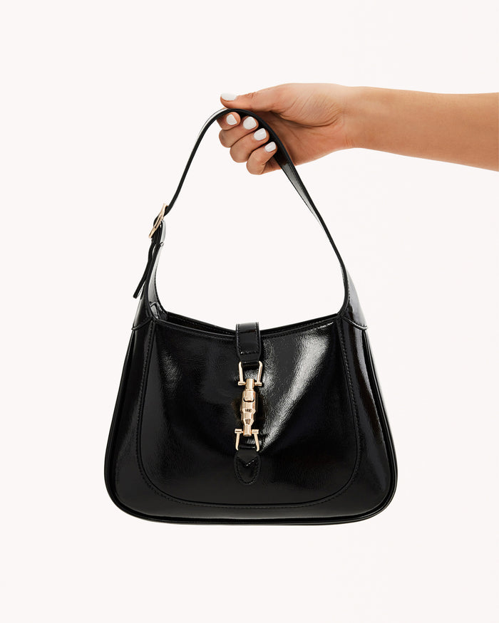 ALIX SHOULDER BAG - BLACK CRINKLE PATENT-Handbags-Billini-O/S-BILLINI USA