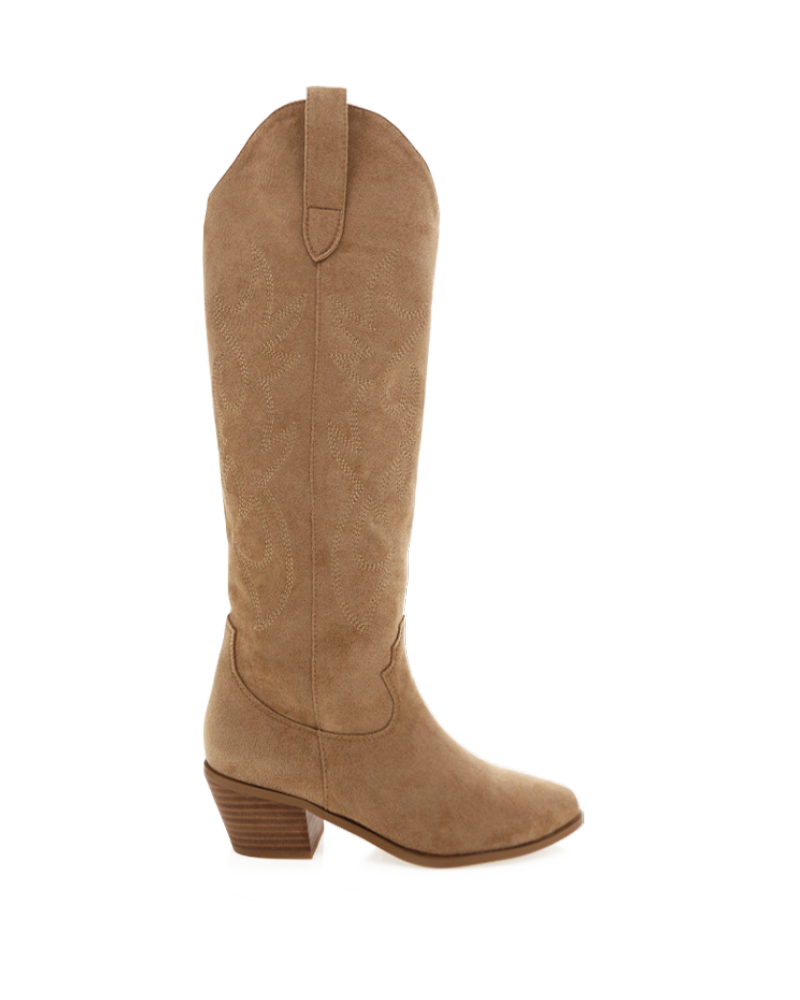 Tan top suede boot