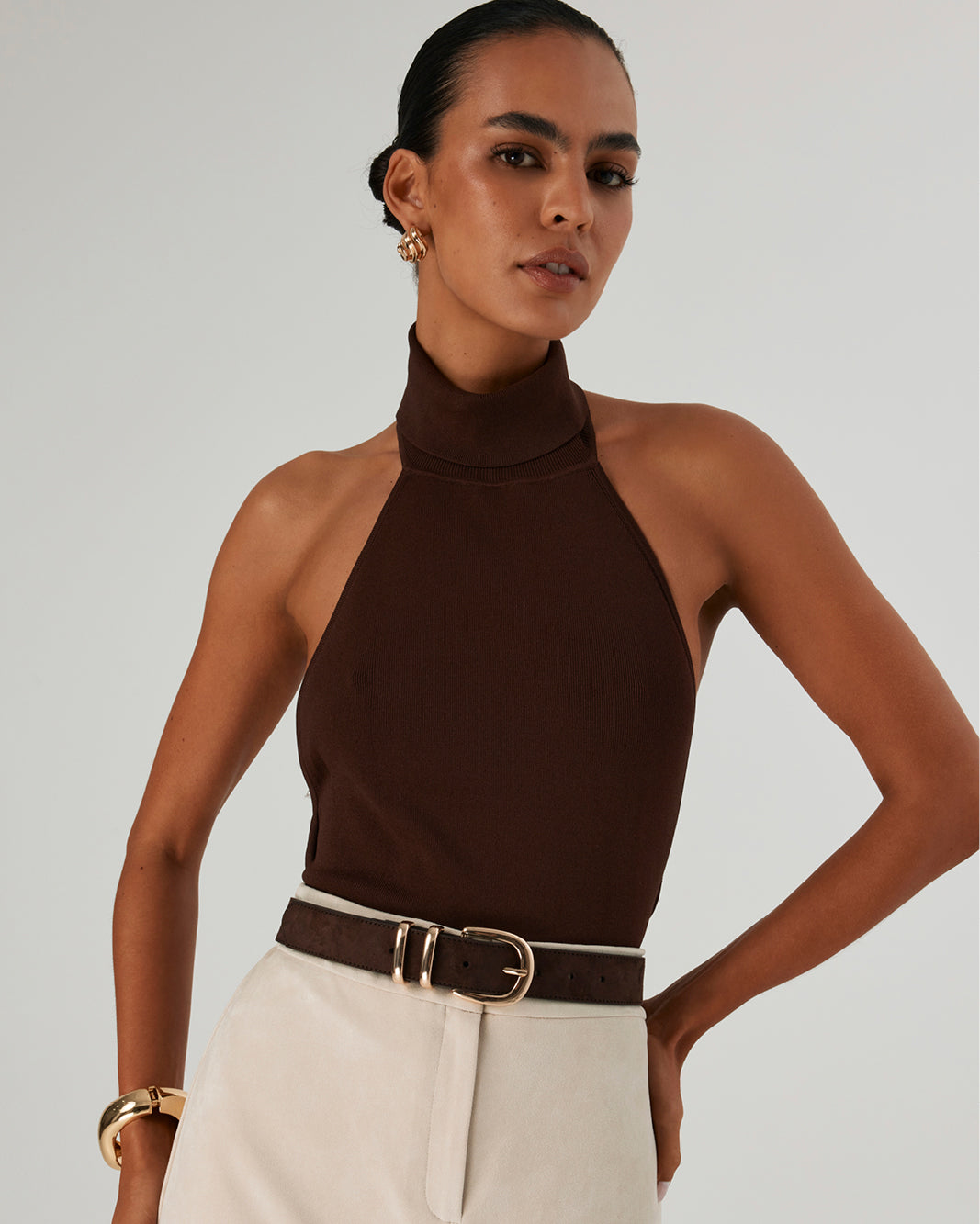 AMANI BELT - DARK CACAO SUEDE-GOLD-BELTS-Billini-BILLINI USA