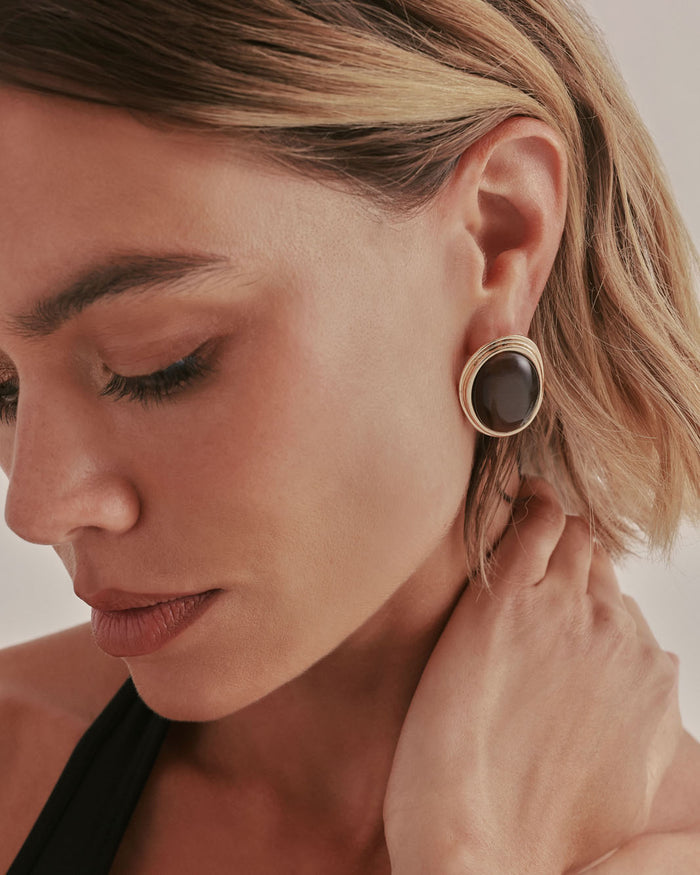ANYA EARRINGS - GOLD-CHOCOLATE-JEWELLERY-Billini-BILLINI USA