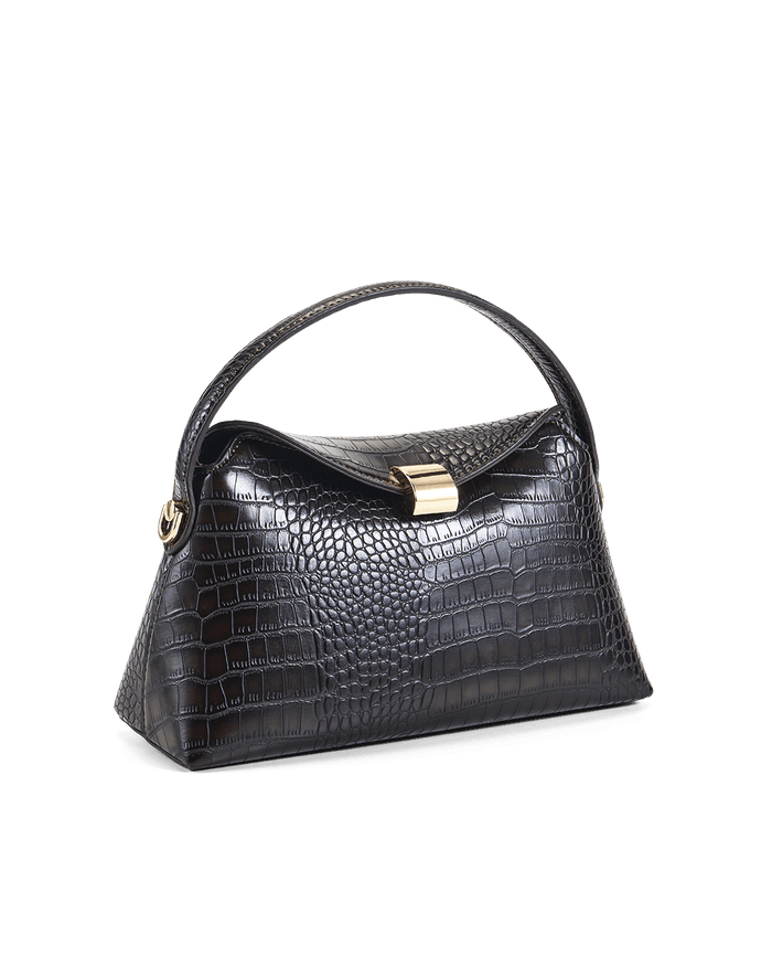 ANNALISE HANDLE BAG - DARK CACAO CROC-Handbags-Billini-BILLINI USA