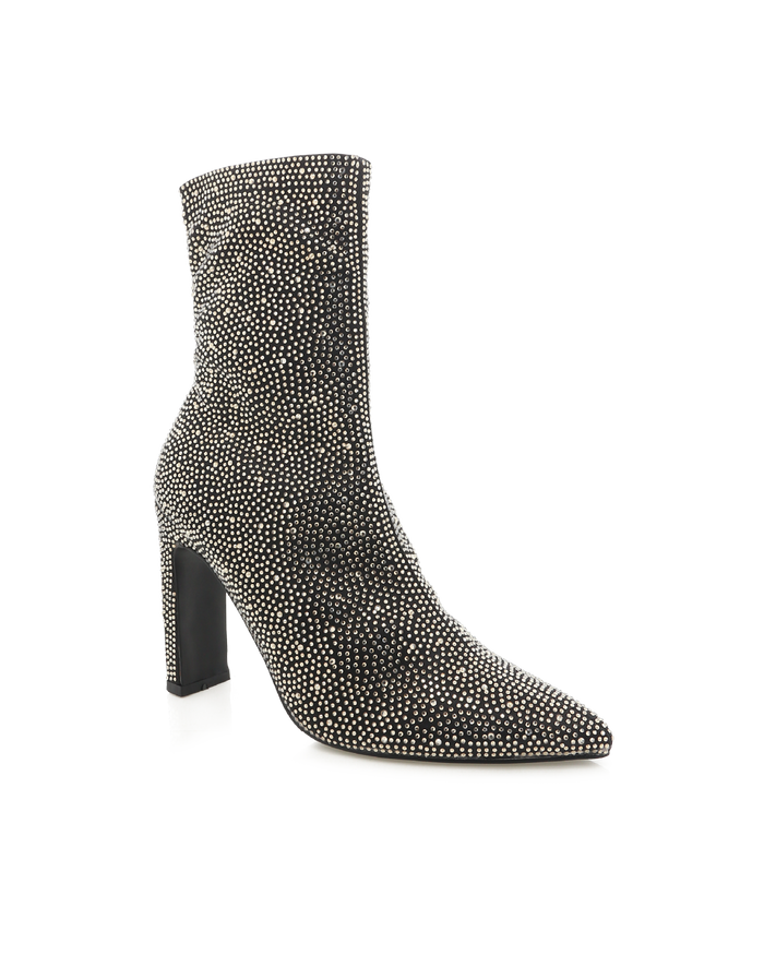 BRITTANY - BLACK SATIN-RHINESTONE-Boots-Billini-BILLINI USA