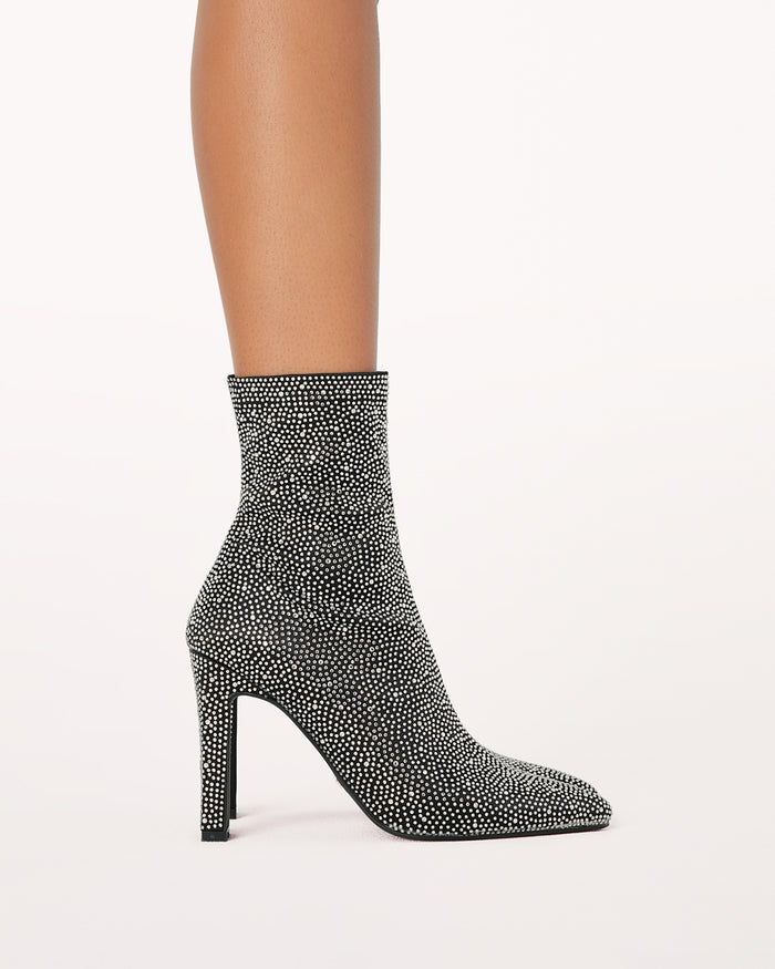 BRITTANY - BLACK SATIN-RHINESTONE-Boots-Billini-BILLINI USA