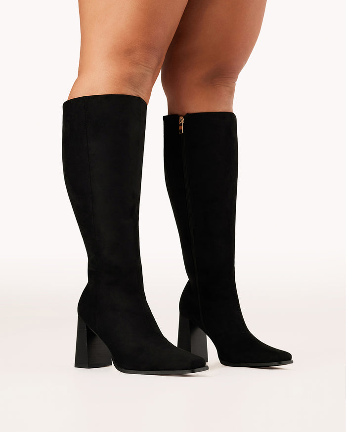 CASTON EXTENDED CURVE - BLACK SUEDE-Boots-Billini-BILLINI USA