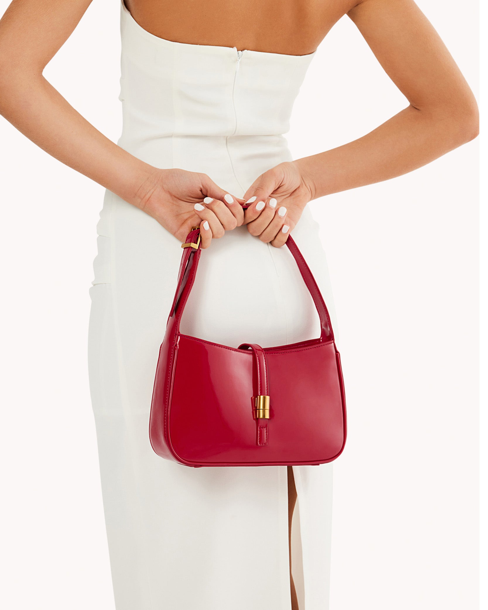 CLARA SHOULDER BAG - SCARLET PATENT-Handbags-Billini-BILLINI USA