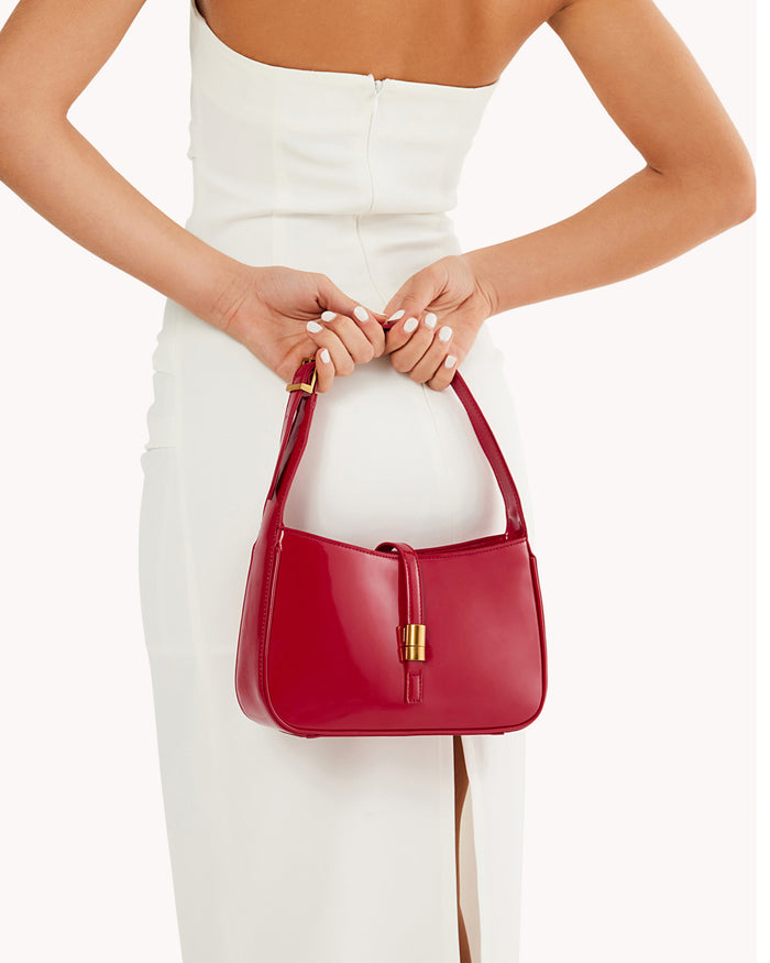 CLARA SHOULDER BAG - SCARLET PATENT-Handbags-Billini-BILLINI USA