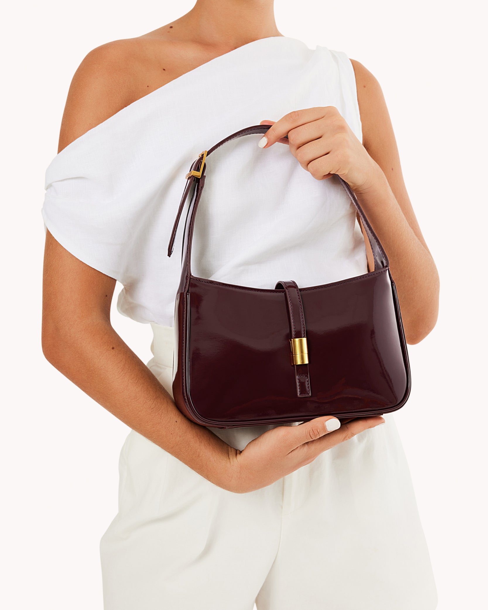 CLARA SHOULDER BAG - WINE PATENT-Handbags-Billini-BILLINI USA