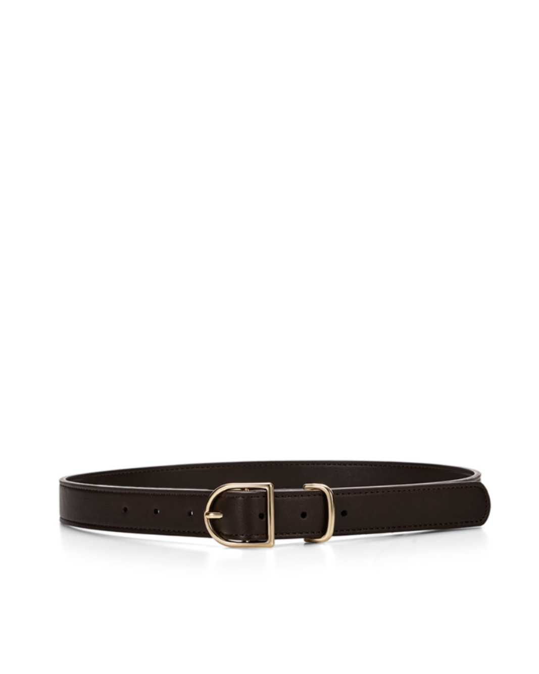 a brown belt with a gold buckle