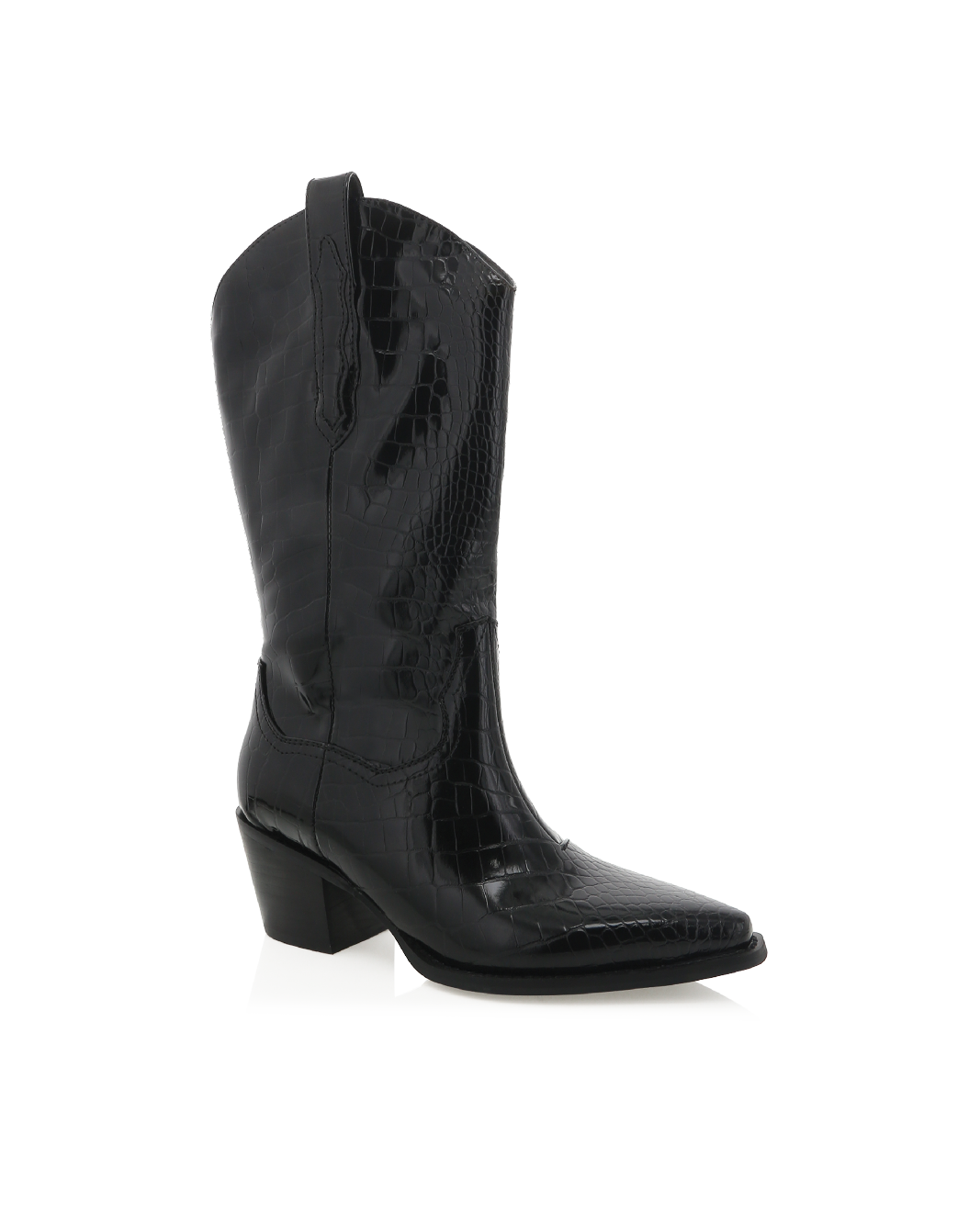 DEACON - SHINY BLACK CROC-Boots-Billini-BILLINI USA