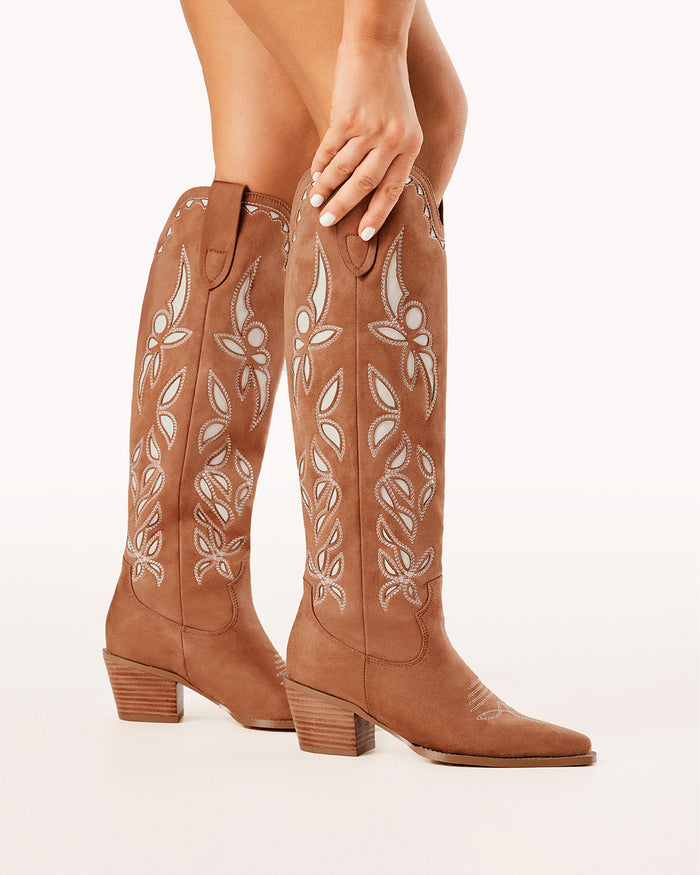 DELLA - DARK TAN SUEDE-Boots-Billini-BILLINI USA