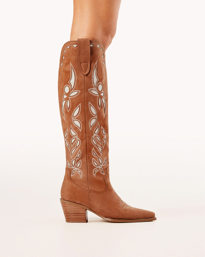 DELLA - DARK TAN SUEDE-Boots-Billini-BILLINI USA