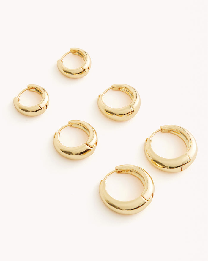 DIANCA 3 PACK EARRINGS - GOLD PLATED 18K-JEWELLERY-Billini-BILLINI USA