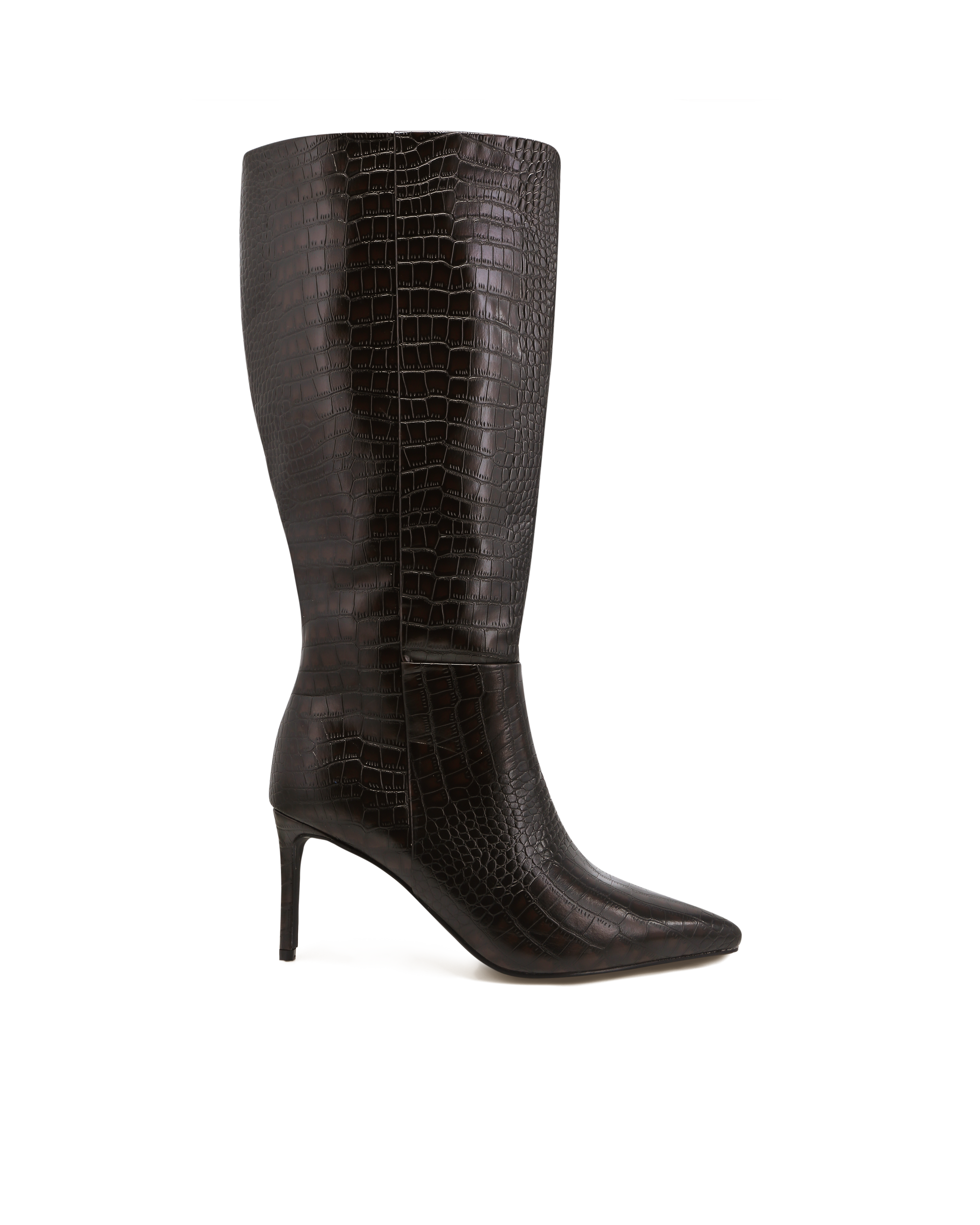 DILAN EXTENDED CURVE - DARK CACAO CROC-Boots-Billini-BILLINI USA