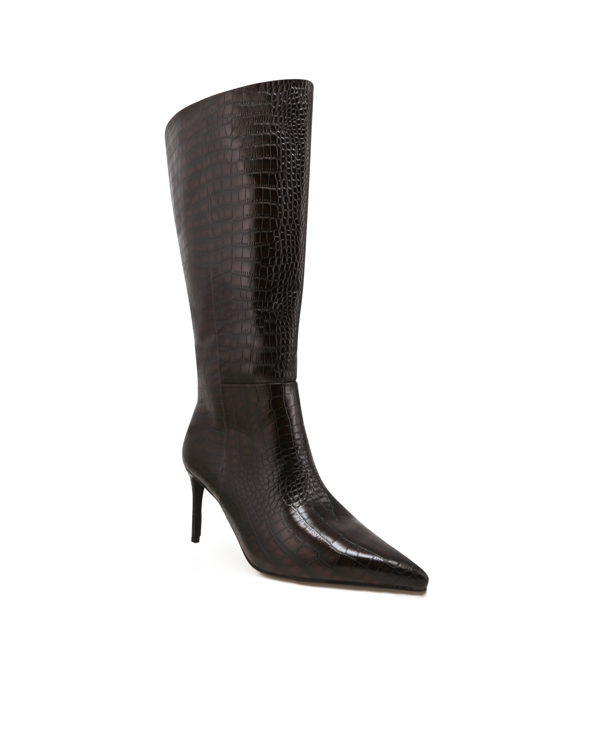 DILAN EXTENDED CURVE - DARK CACAO CROC-Boots-Billini-BILLINI USA
