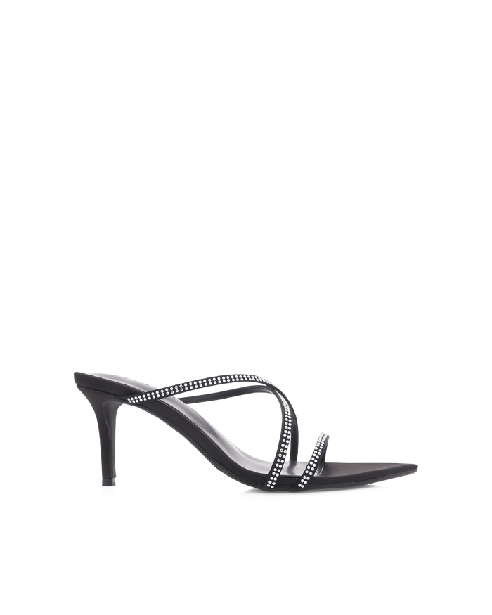 EFFY - BLACK SATIN-DIAMANTE-Heels-Billini-BILLINI USA