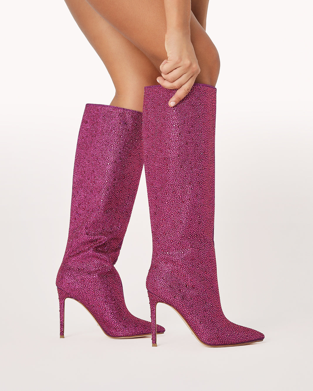 Thigh high rhinestone on sale boots