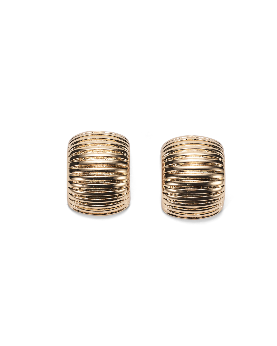 a pair of gold earrings