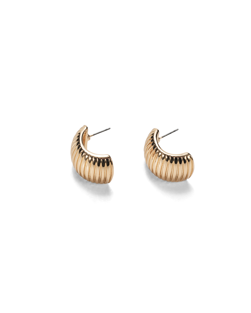 a pair of gold earrings