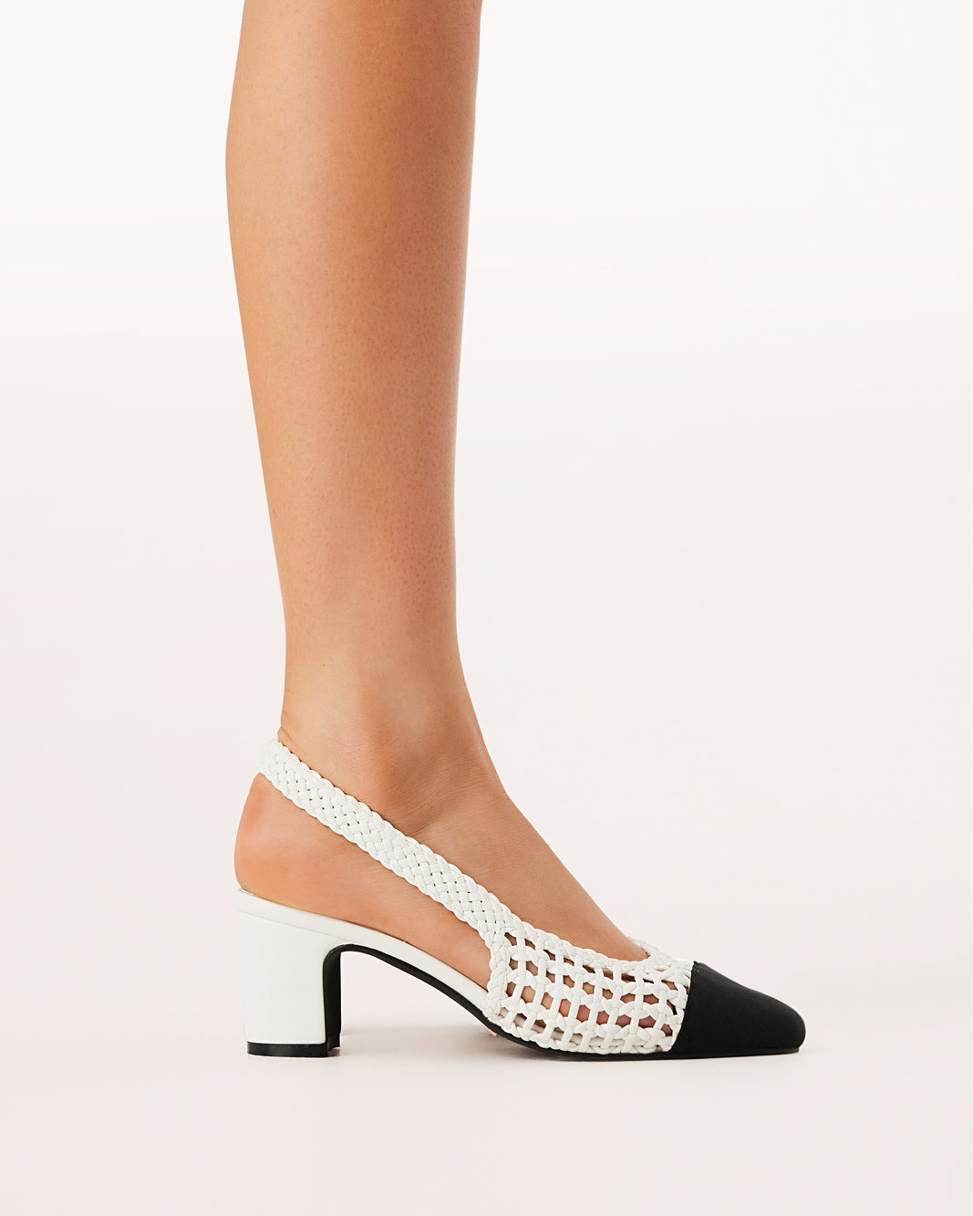 FLORIS - WHITE-BLACK GROSGRAIN-PUMPS-Billini-BILLINI USA