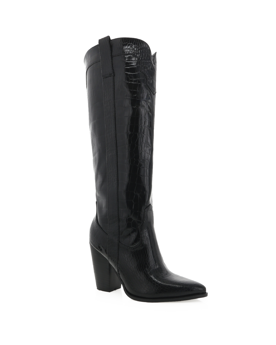 FRANCOISE - SHINY BLACK CROC-Boots-Billini-BILLINI USA