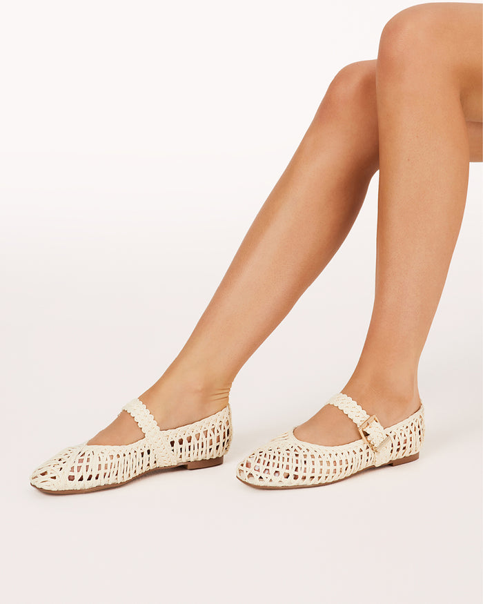 FRANKY - IVORY RAFFIA WEAVE-Flats-Billini-BILLINI USA