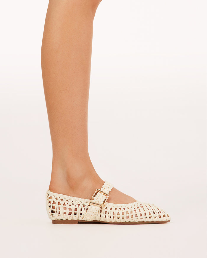 FRANKY - IVORY RAFFIA WEAVE-Flats-Billini-BILLINI USA