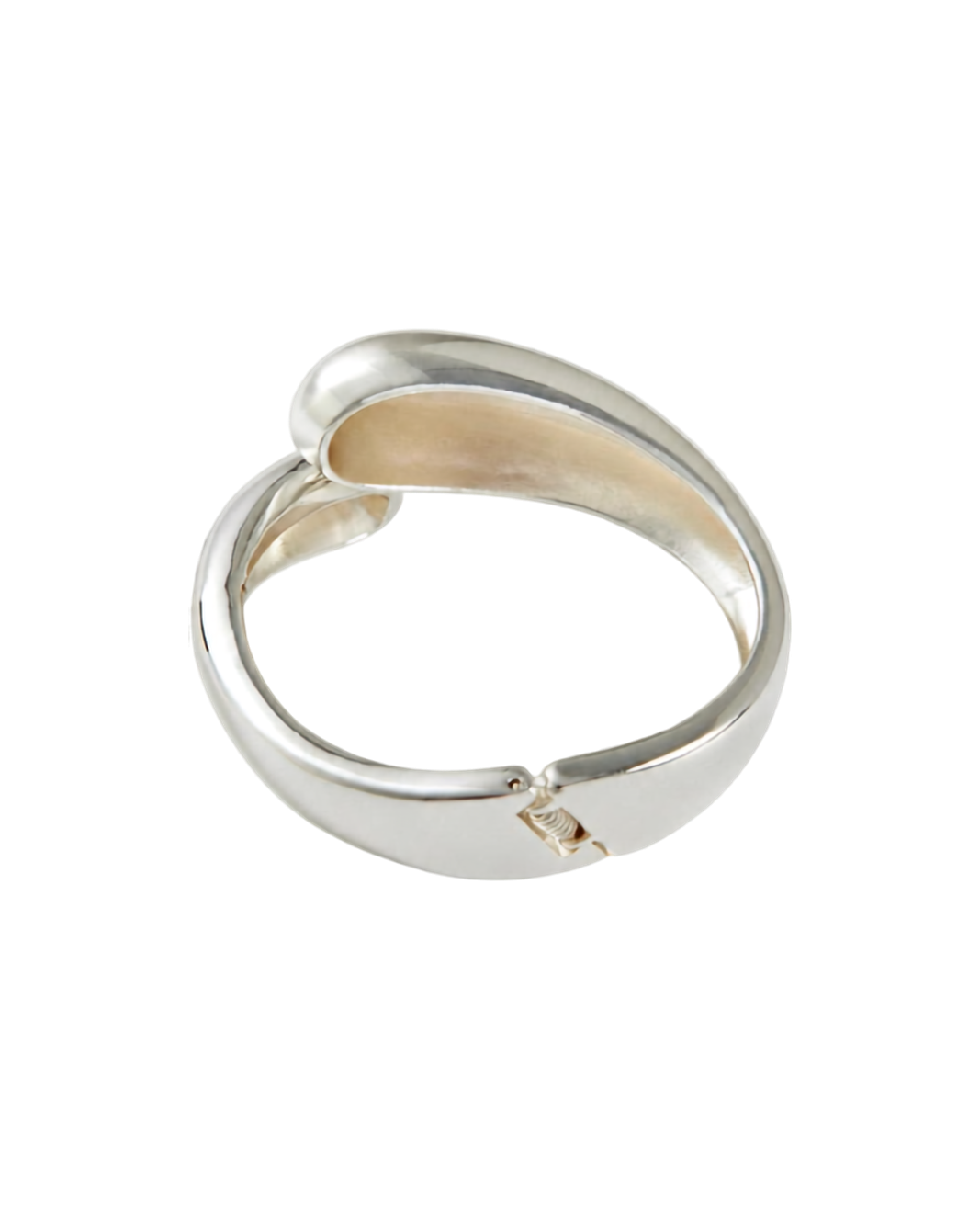 a silver ring with a curved design