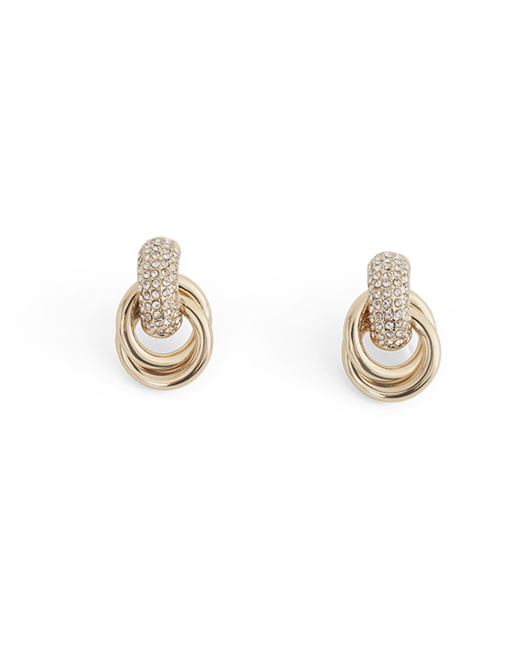 a pair of gold earrings with diamonds