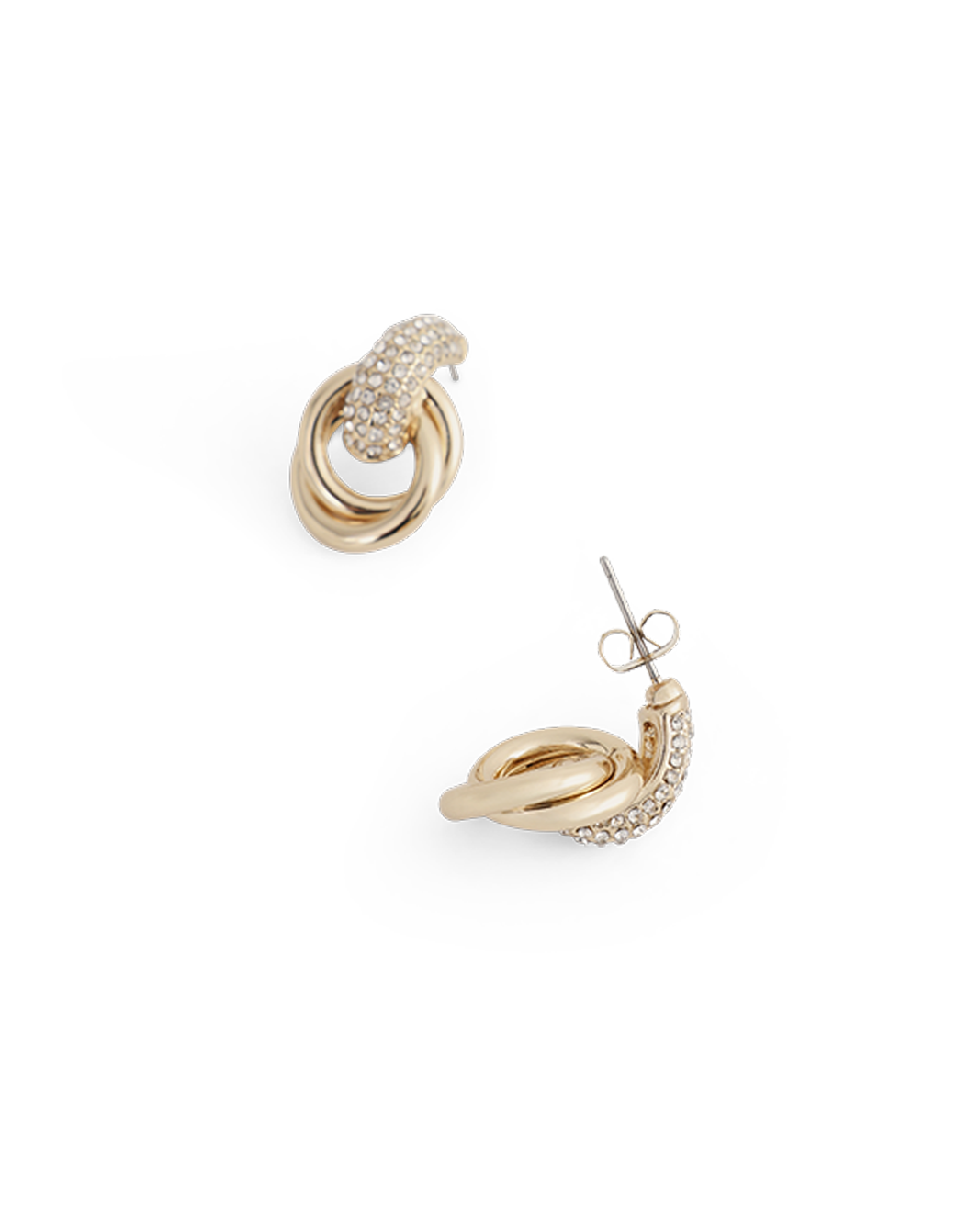 a pair of gold earrings with diamonds
