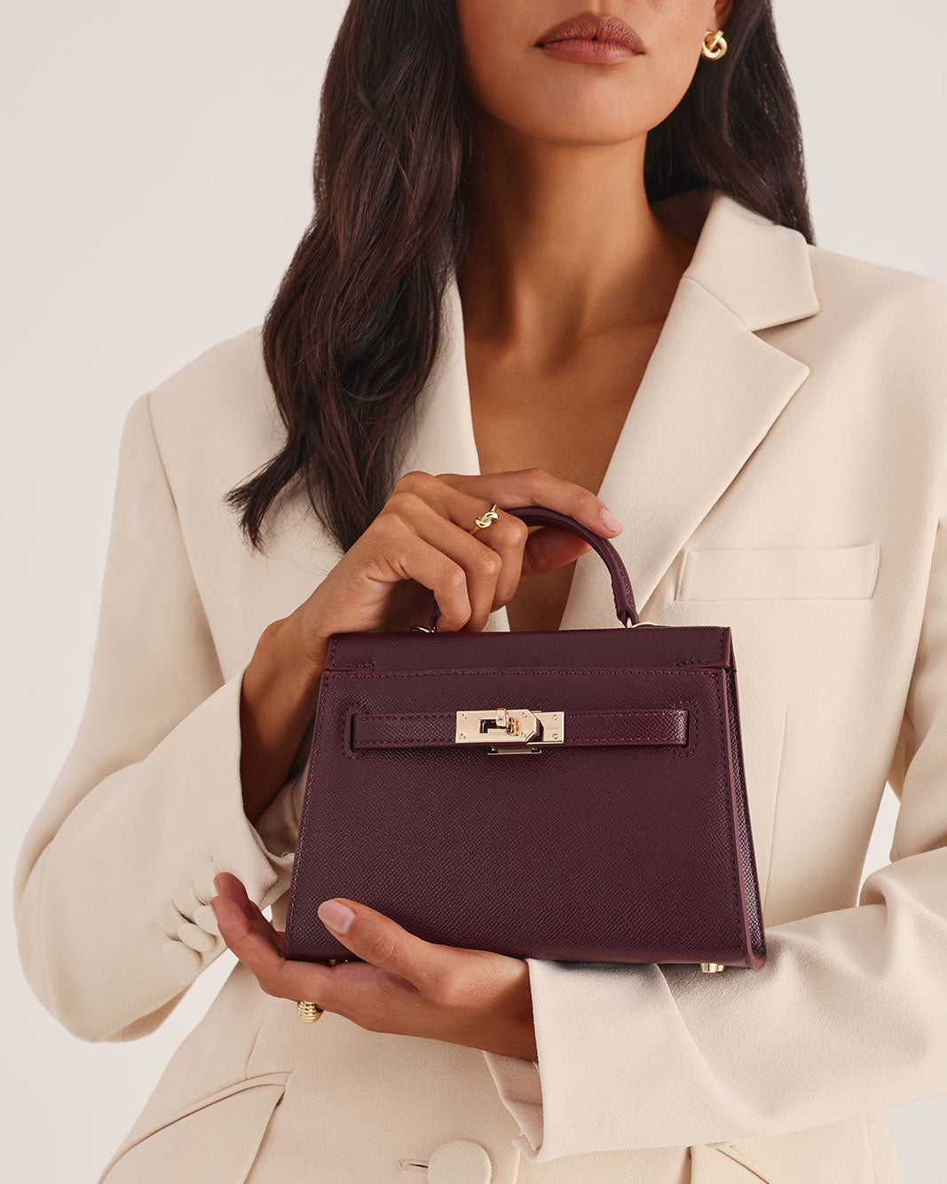 HARIETTE HANDLE BAG - BORDEAUX SAFFIANO-Handbags-Billini-BILLINI USA