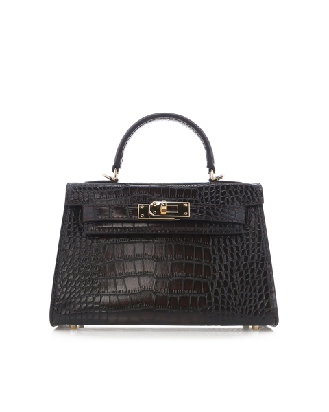 HARIETTE HANDLE BAG - DARK CACAO CROC – BILLINI USA