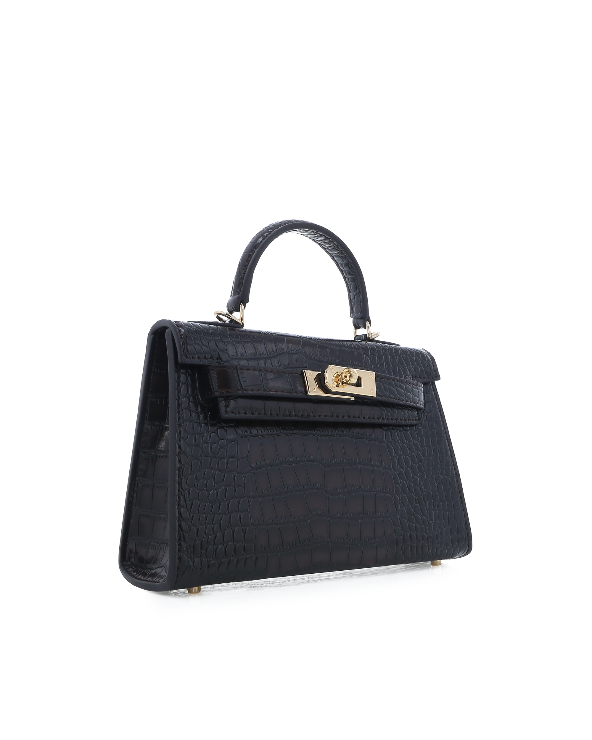 HARIETTE HANDLE BAG - DARK CACAO CROC-Handbags-Billini-BILLINI USA
