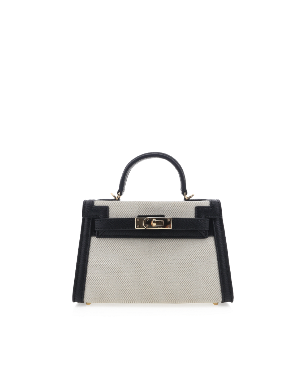 HARIETTE HANDLE BAG - NATURAL LINEN-BLACK-Handbags-Billini-BILLINI USA