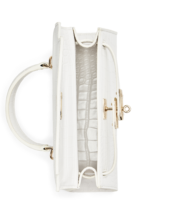 HARIETTE HANDLE BAG - WHITE CROC SHINE-Handbags-Billini-BILLINI USA