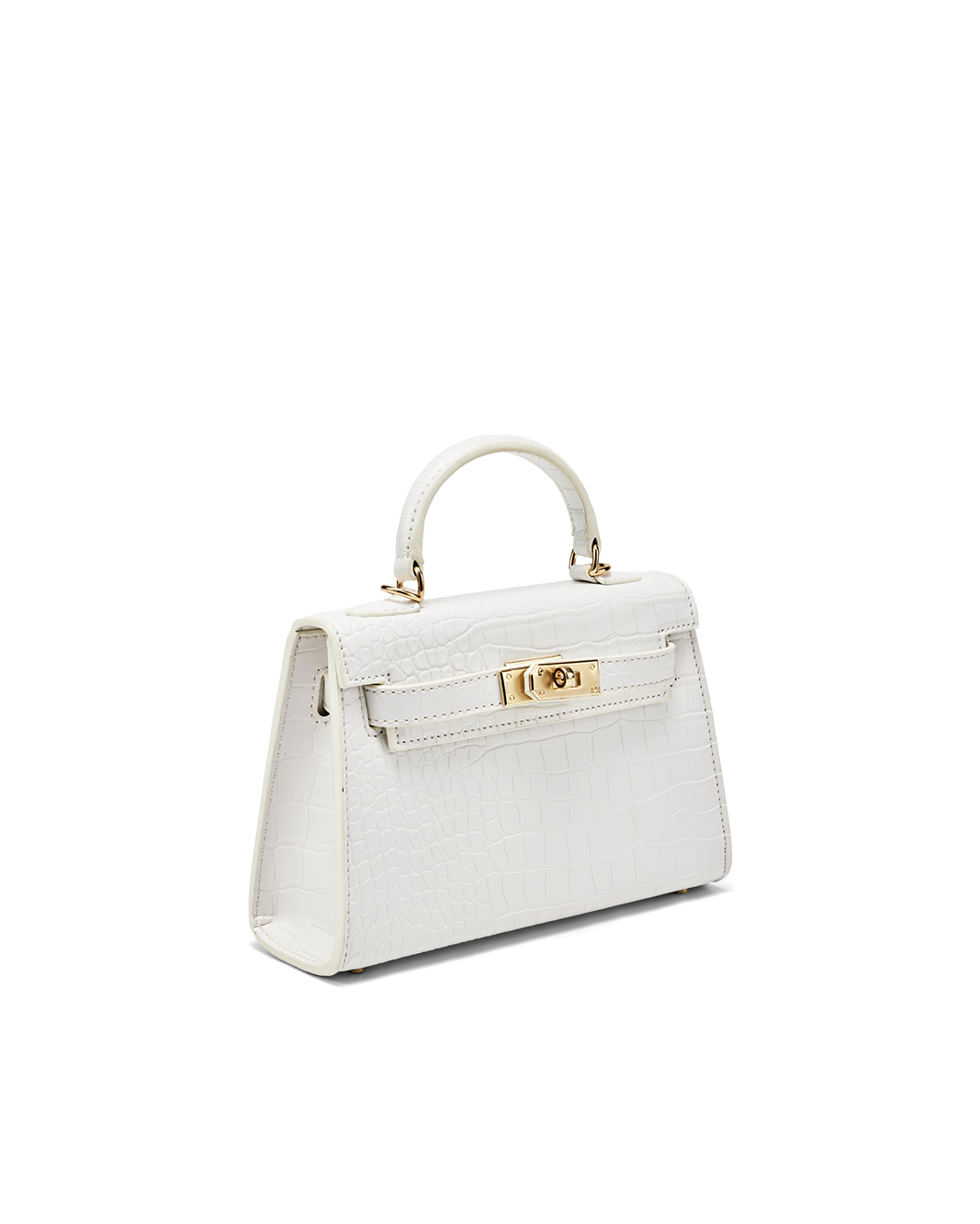 HARIETTE HANDLE BAG - WHITE CROC SHINE-Handbags-Billini-BILLINI USA