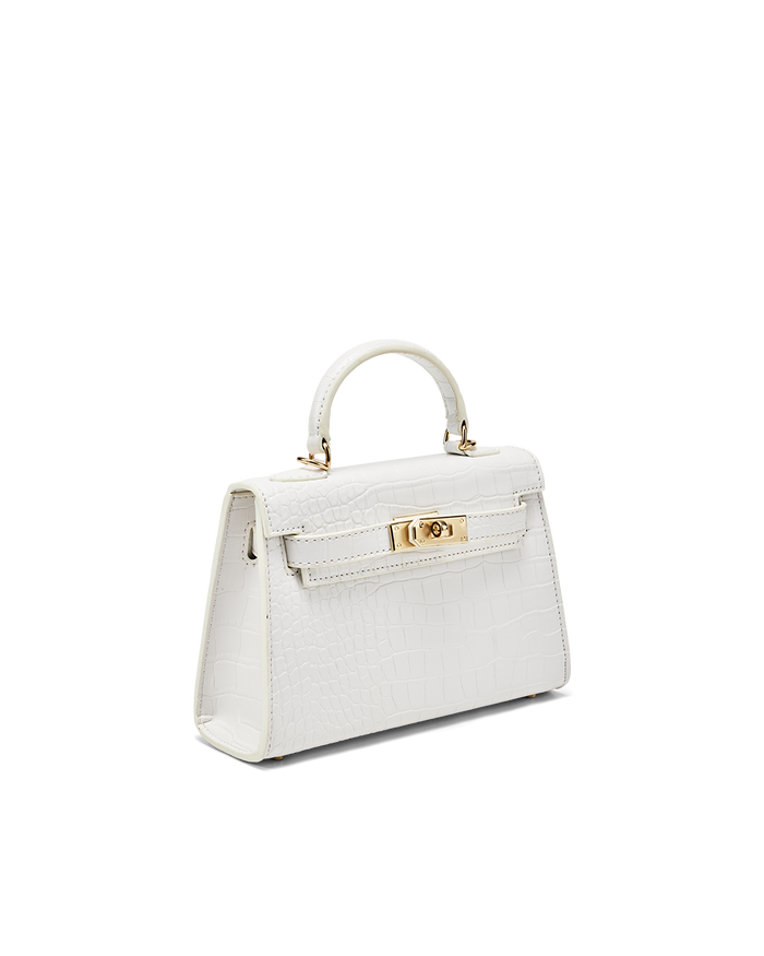 HARIETTE HANDLE BAG - WHITE CROC SHINE-Handbags-Billini-BILLINI USA