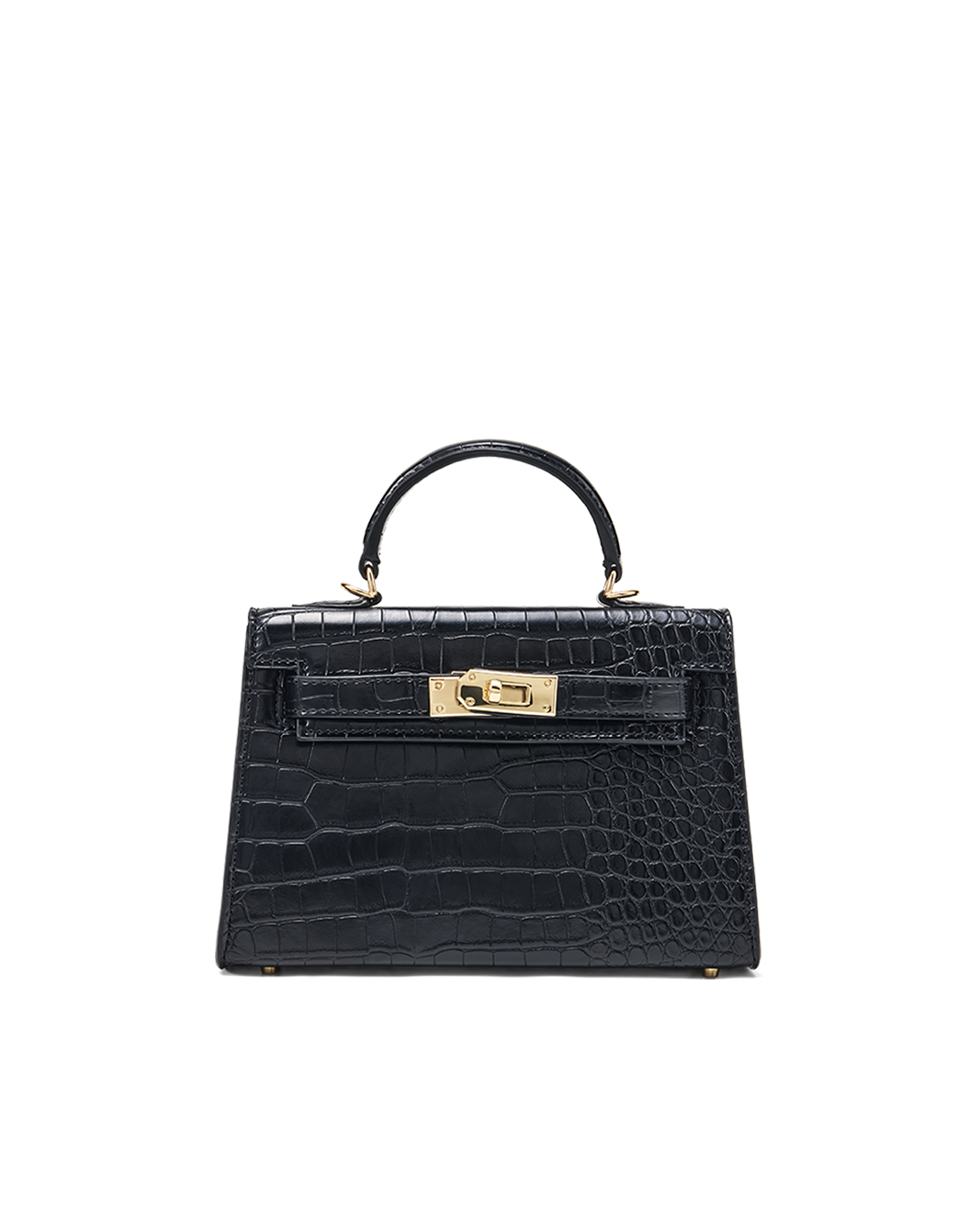 HARIETTE HANDLE BAG - BLACK CROC SHINE-GOLD-Handbags-Billini-BILLINI USA