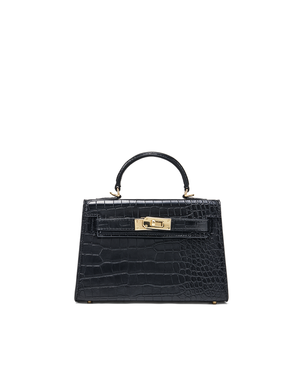 HARIETTE HANDLE BAG - BLACK CROC SHINE-GOLD-Handbags-Billini-BILLINI USA