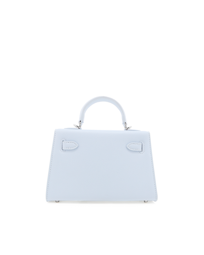 a white handbag with a handle
