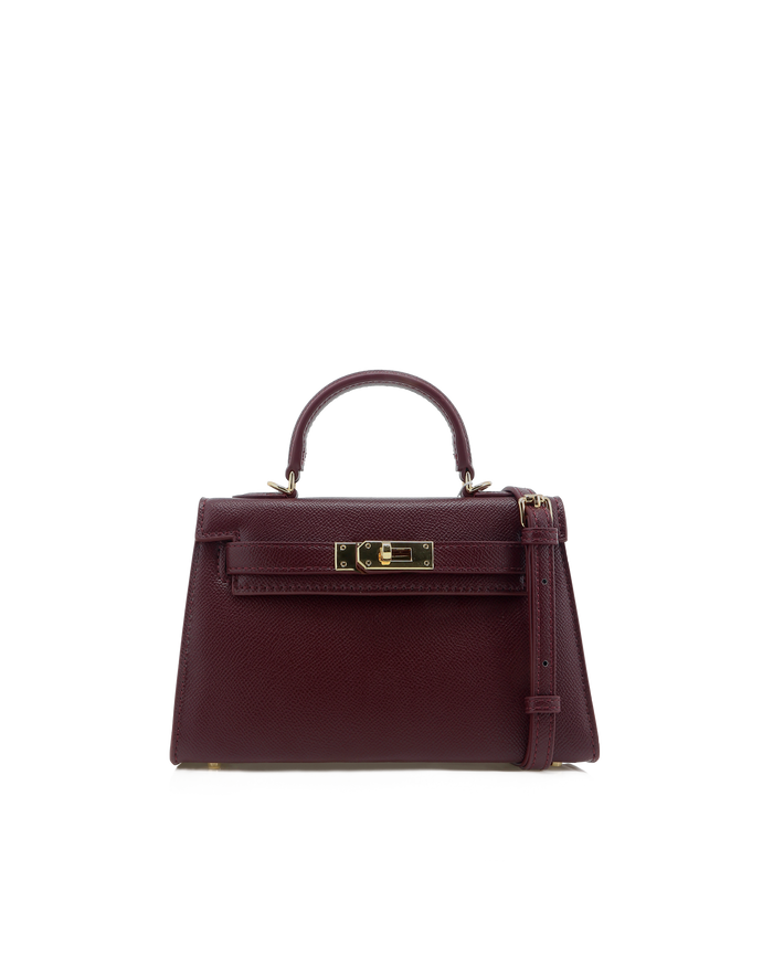 HARIETTE HANDLE BAG - BORDEAUX SAFFIANO-Handbags-Billini-BILLINI USA