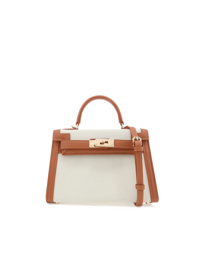 HARIETTE HANDLE BAG - NATURAL LINEN-TAN-Handbags-Billini-BILLINI USA