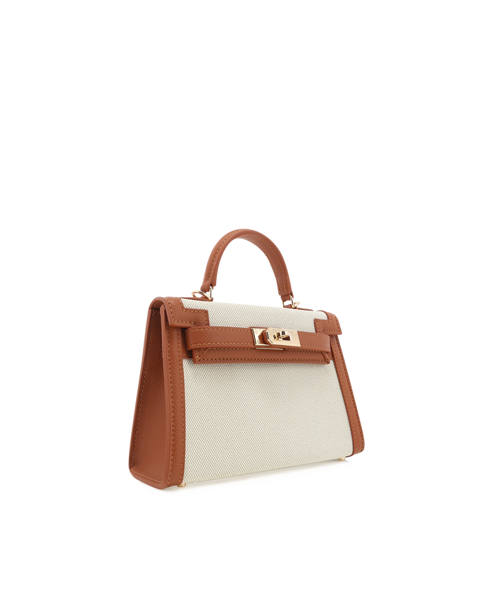 HARIETTE HANDLE BAG - NATURAL LINEN-TAN-Handbags-Billini-BILLINI USA