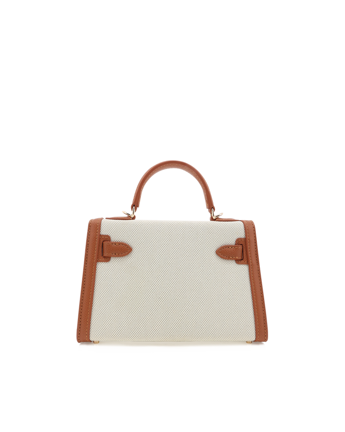 HARIETTE HANDLE BAG - NATURAL LINEN-TAN-Handbags-BILLINI USA