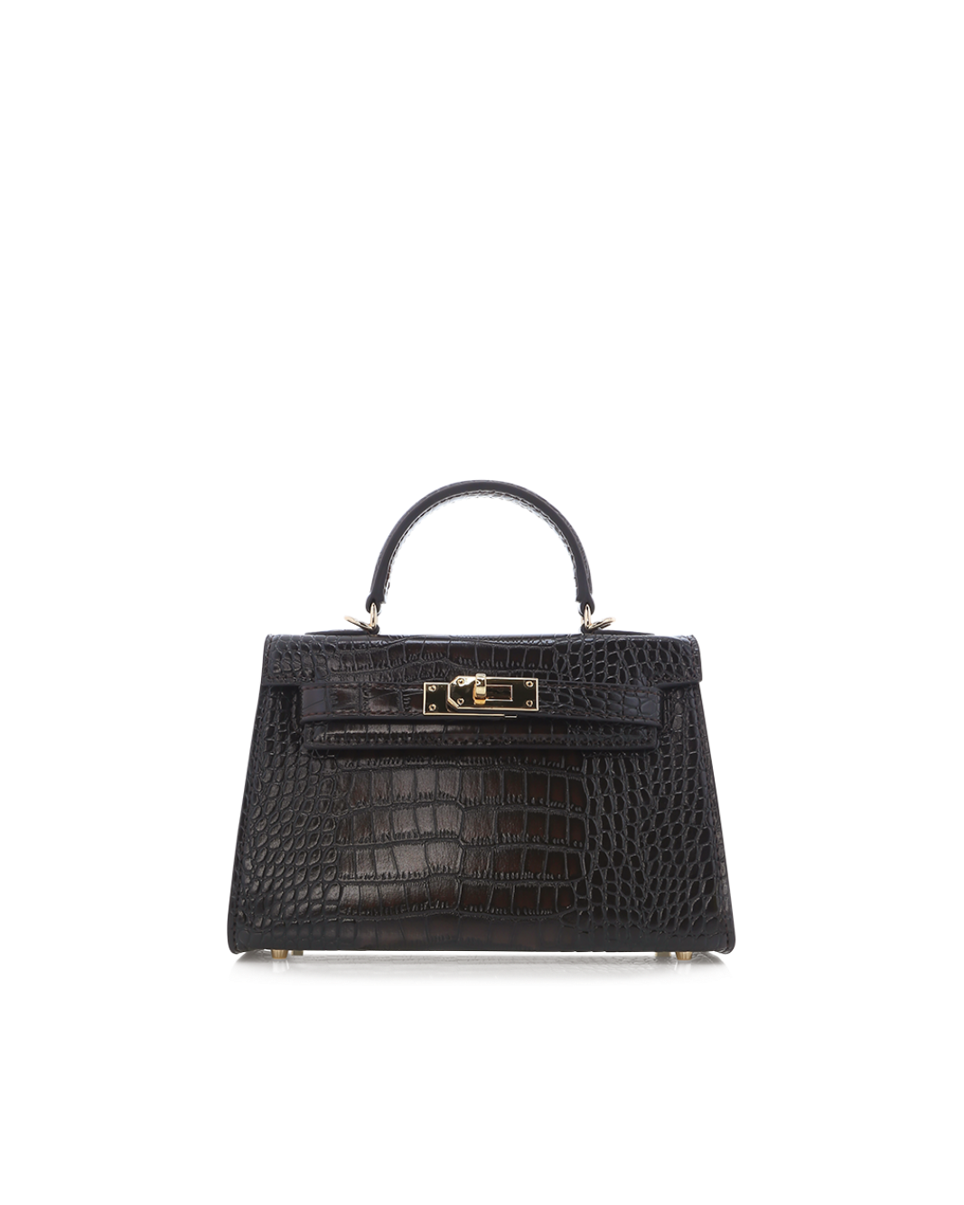 HARIETTE HANDLE BAG - DARK CACAO CROC-Handbags-Billini-BILLINI USA