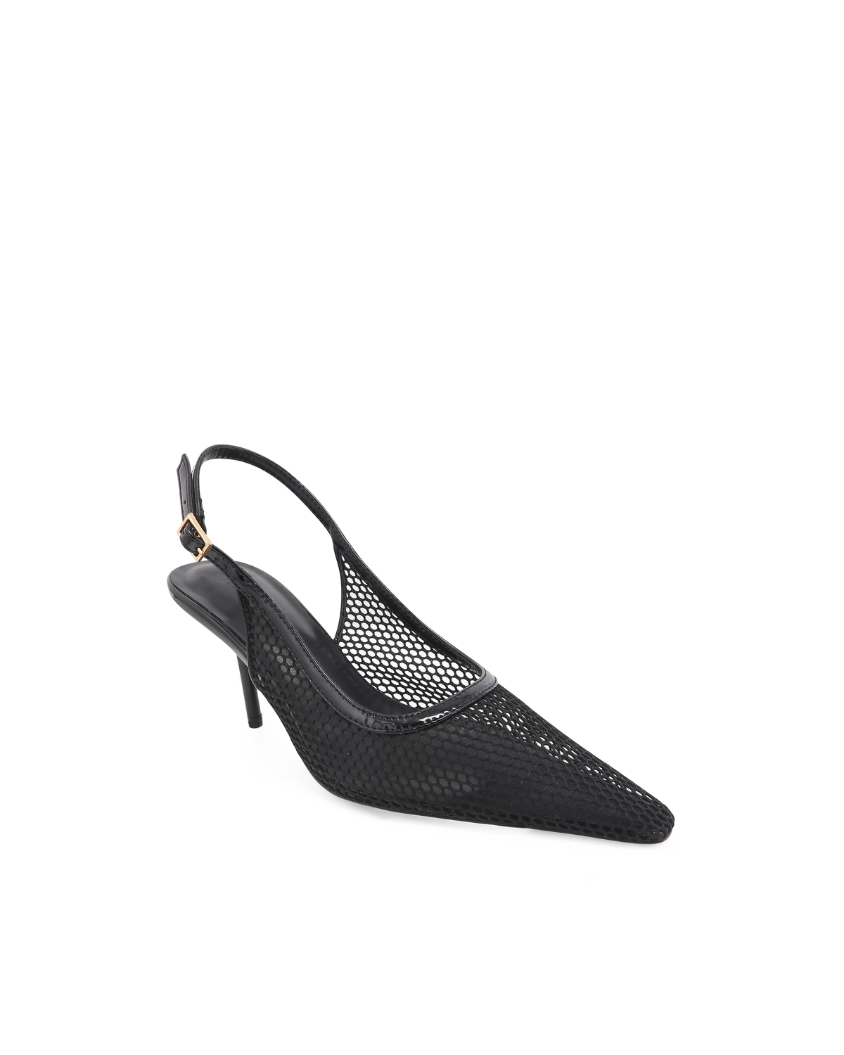 a black shoe with a pointed toe