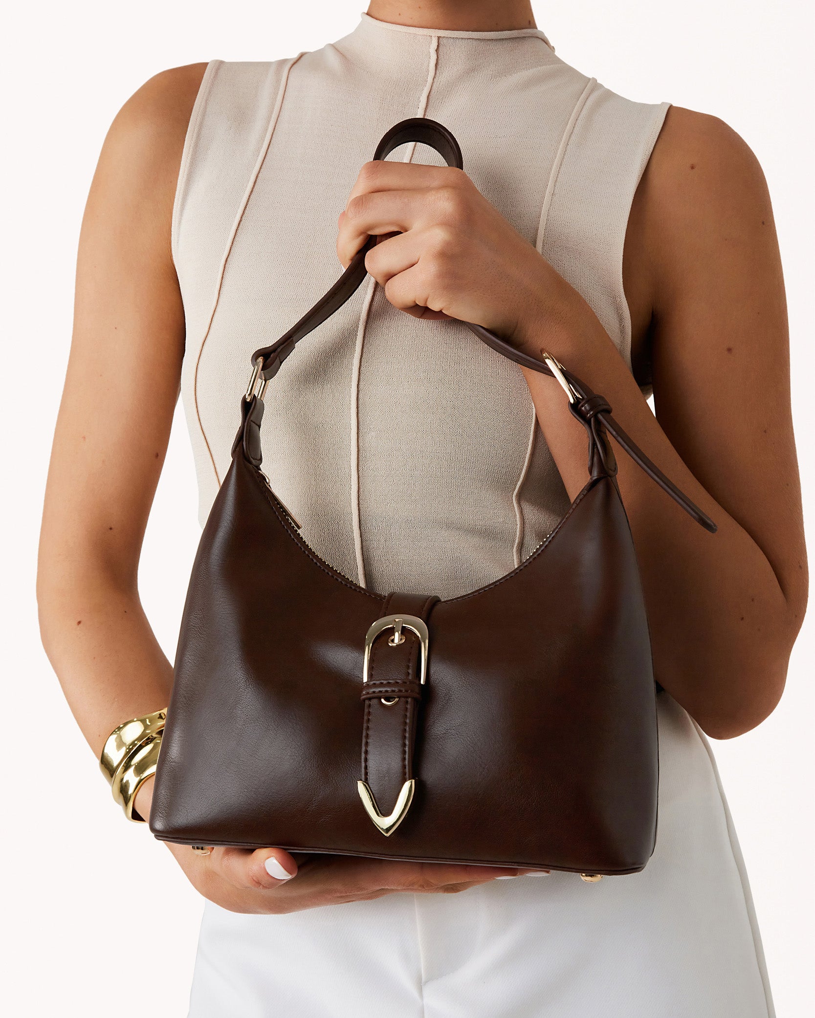 LYRA SHOULDER BAG - FUDGE-GOLD-Handbags-Billini-BILLINI USA