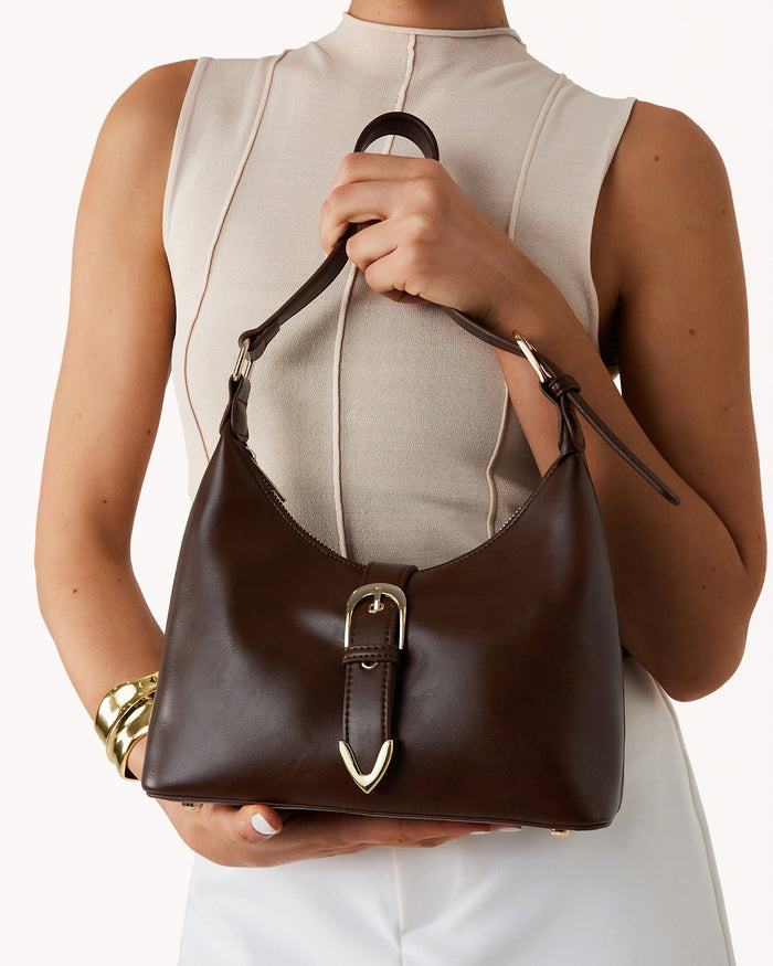 LYRA SHOULDER BAG - FUDGE-GOLD-Handbags-Billini-BILLINI USA