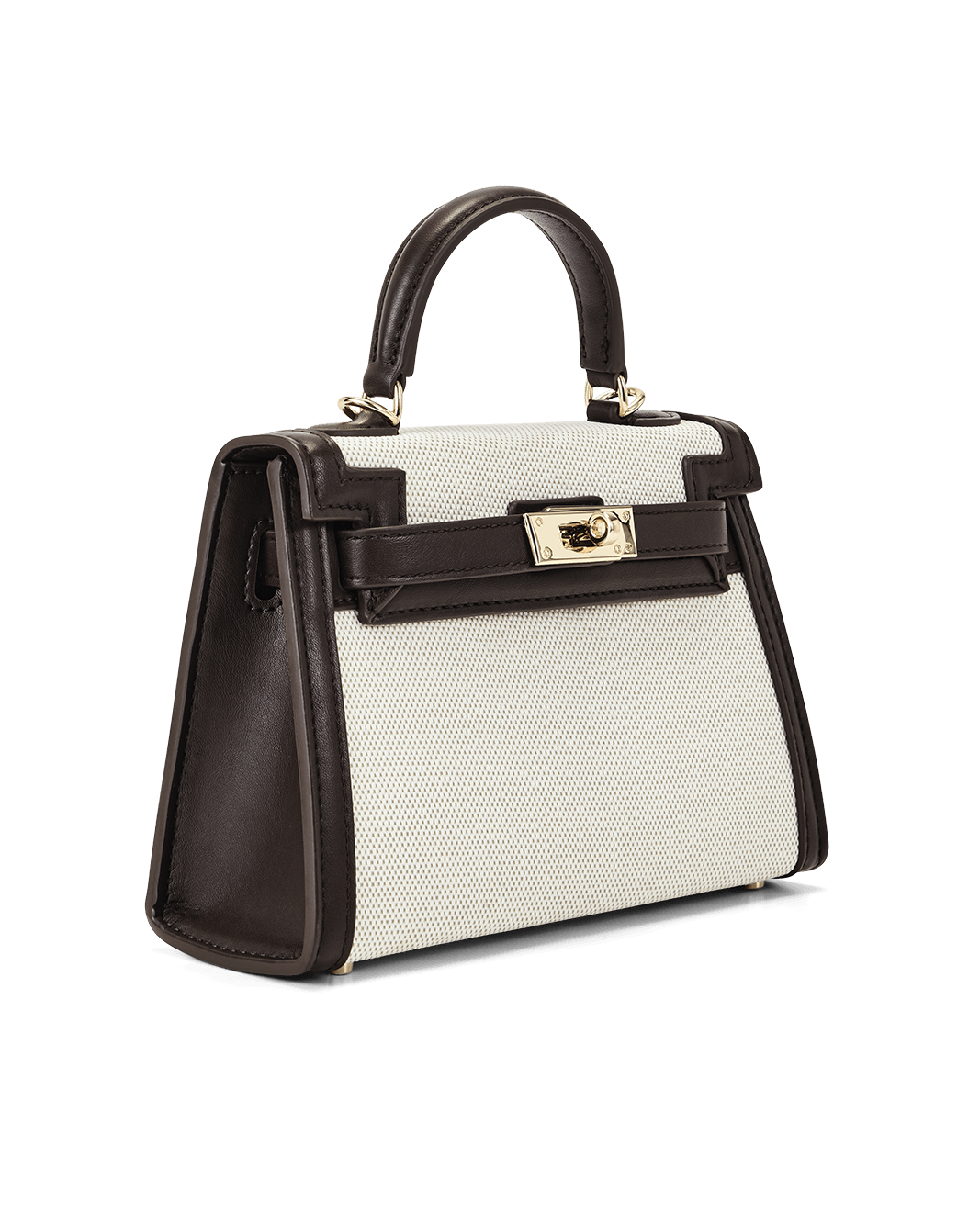 HARIETTE HANDLE BAG - NATURAL LINEN-CHOCOLATE-Handbags-Billini-BILLINI USA