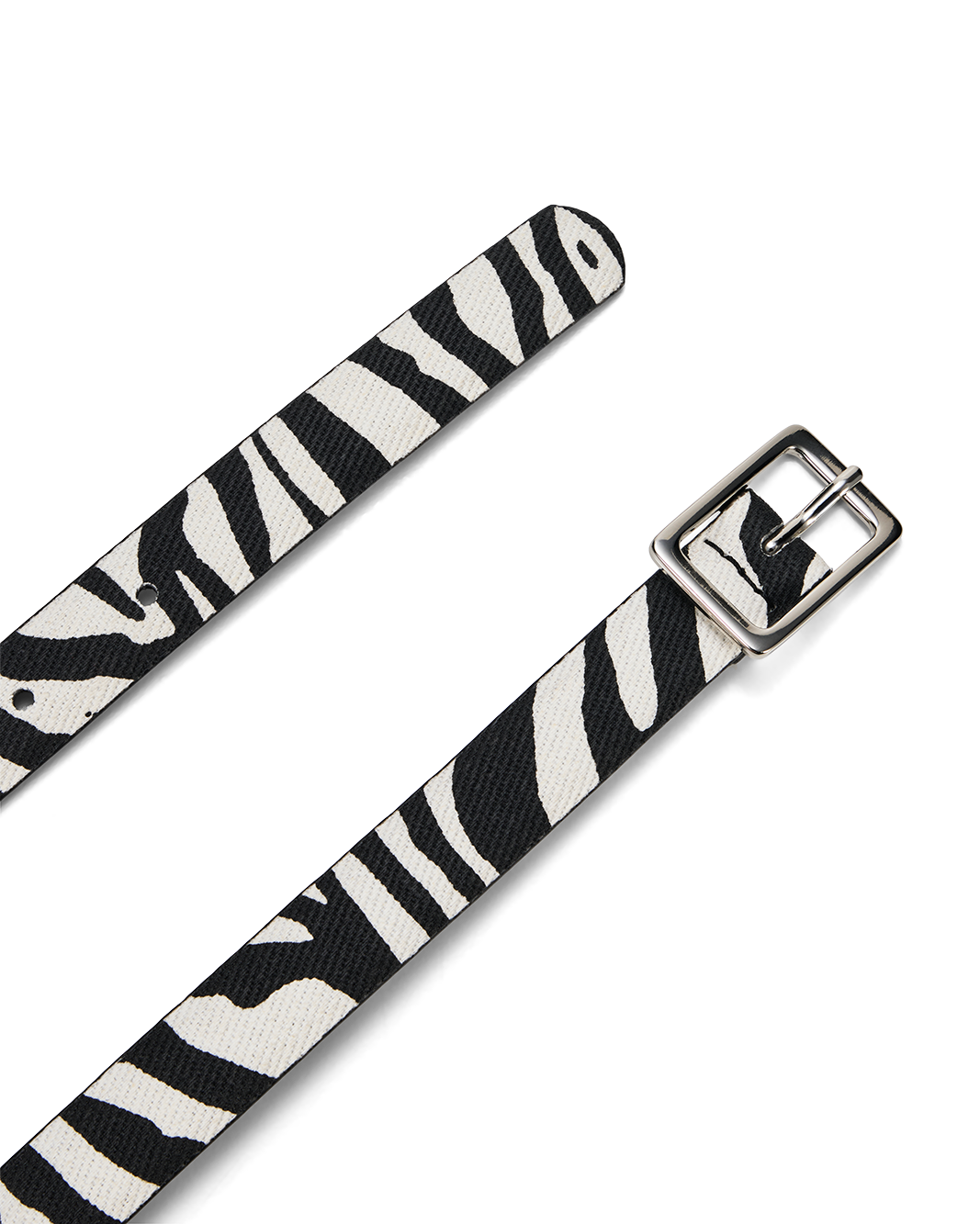 a zebra print belt with a buckle
