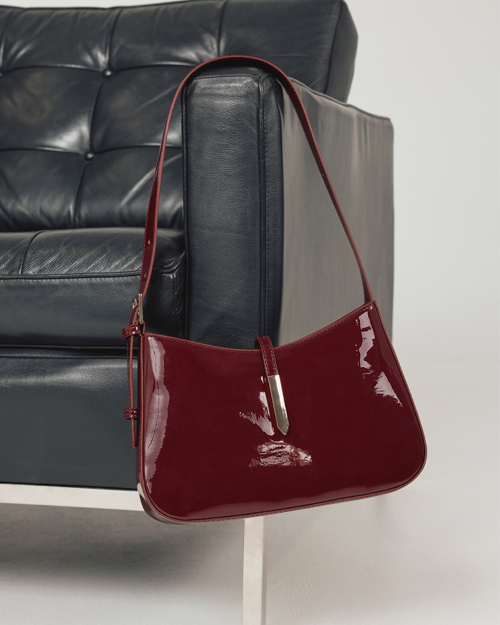 BERGMAN SHOULDER BAG - DARK CHERRY PATENT-Handbags-Billini-BILLINI USA